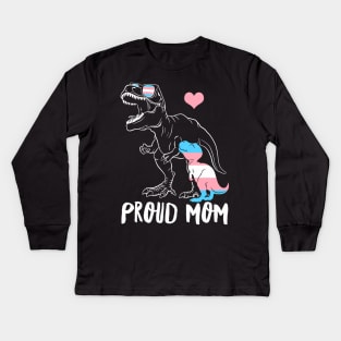 Trans Proud Mom Dinosaur Rex Transgender Pride Mamasaurus Kids Long Sleeve T-Shirt